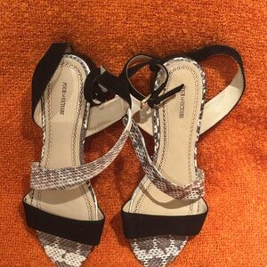 Pour La Victoire Black and Snake Print Women's Sandals